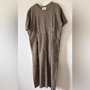 Vintage Flax by Jeanne Engelheart Lithuanian Linen Maxi Dress Short Sleeve